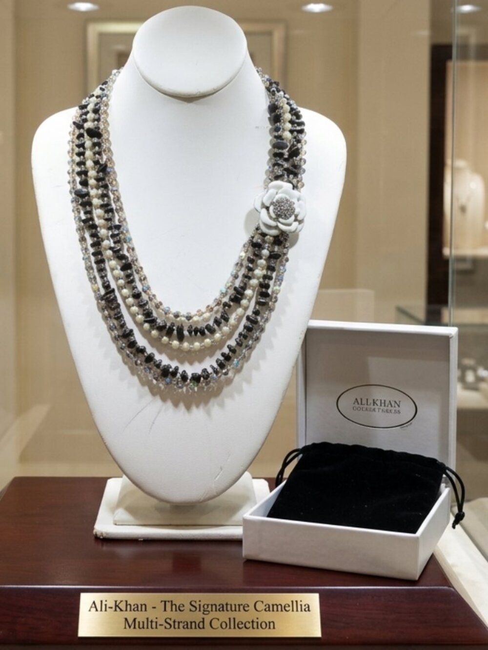 Ali Khan 5-Strand Glass Beaded Stone Necklace  with Gift box